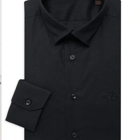 Roberto Cavalli | Camicia Comfort Fit Monogram Shirt in Black - Picture 2 of 13